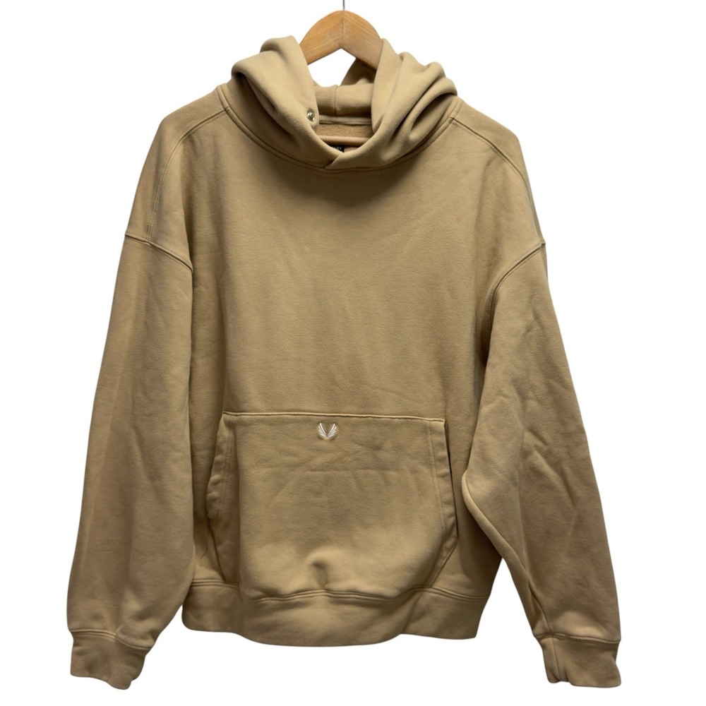 ASRV Men's Medium Khaki Tech Terry Pullover Snap DSG-0648 Hoodie Sweatshirt euc